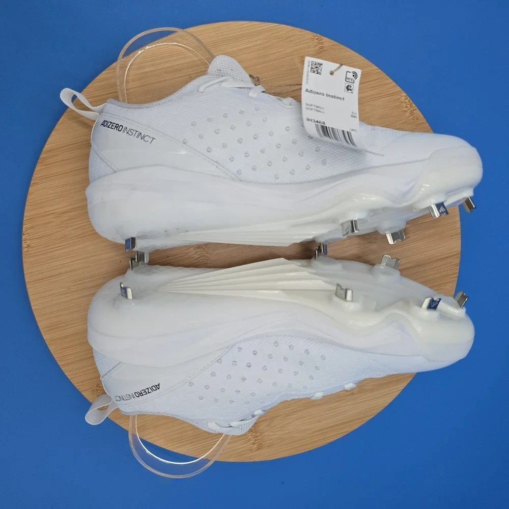 Adidas Adizero Instinct Softball Shoes Metal‎ Cleats White Navy Women 7 IH3468